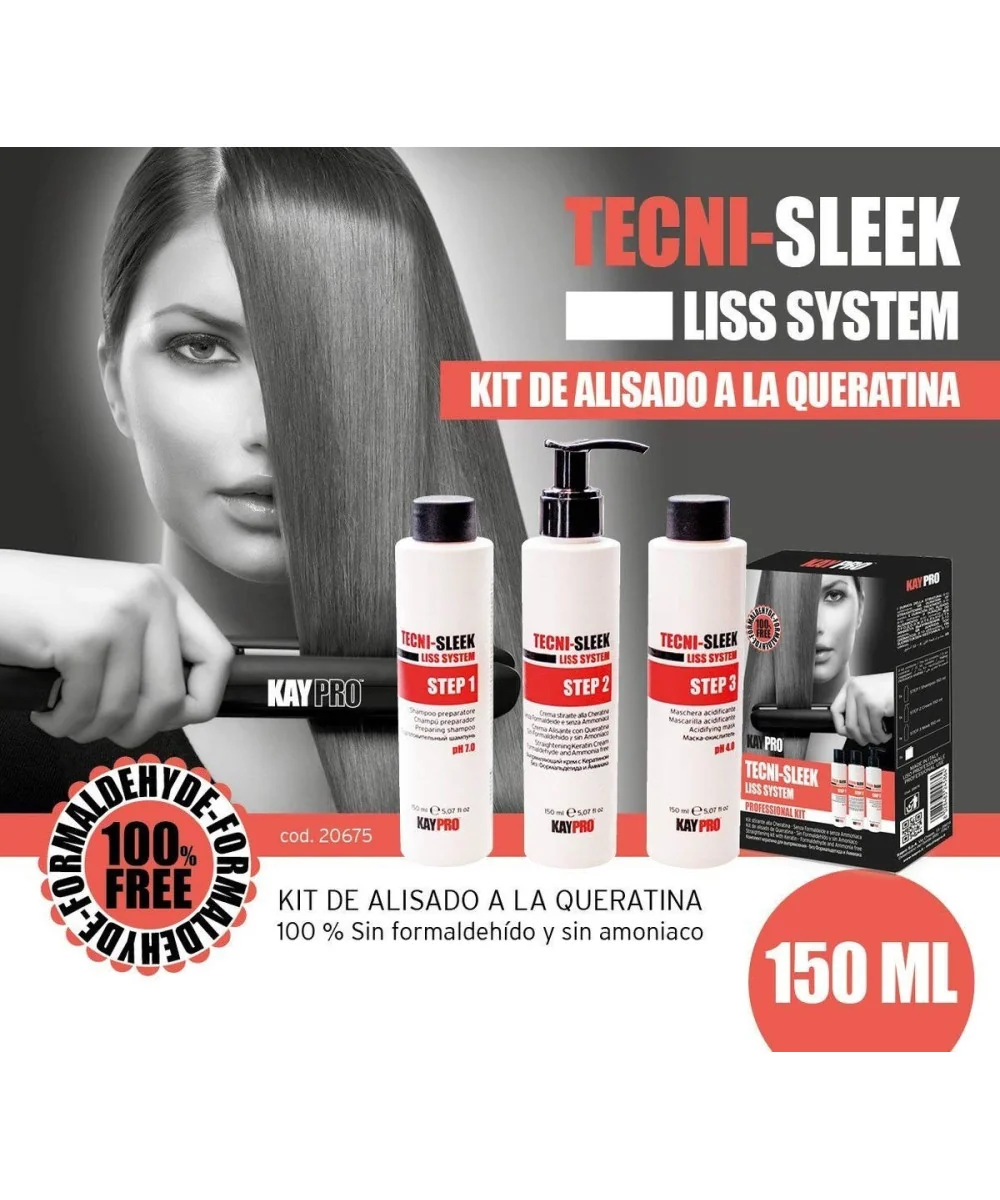 KAYPRO TECNI SLEEK ZESTAW DO PROSTOWANIA KERATYNOWEGO 3 x 150 ML